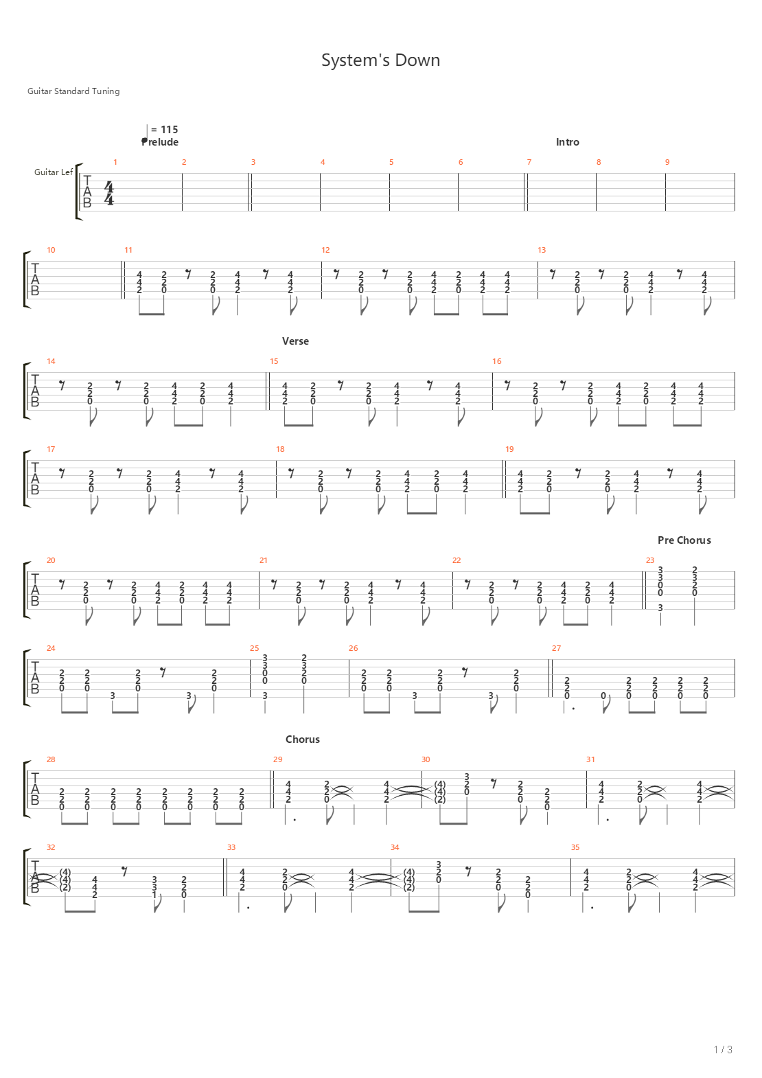 Systems Down吉他谱