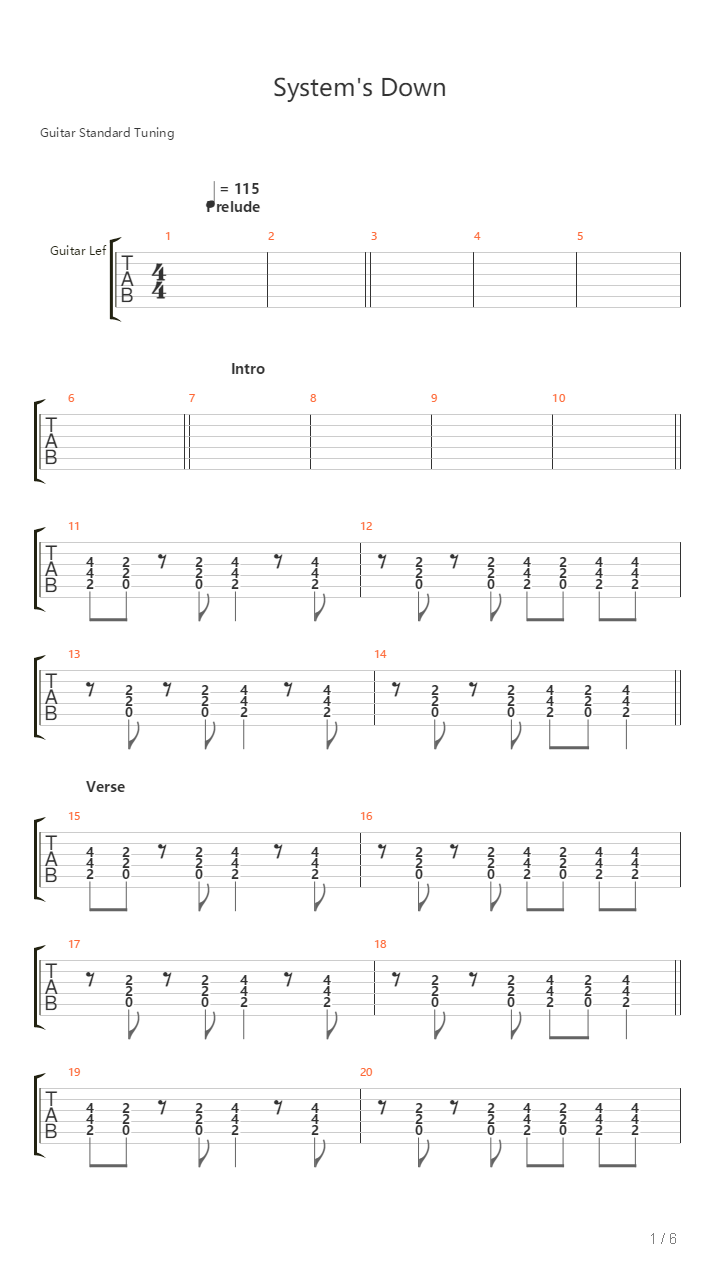 Systems Down吉他谱