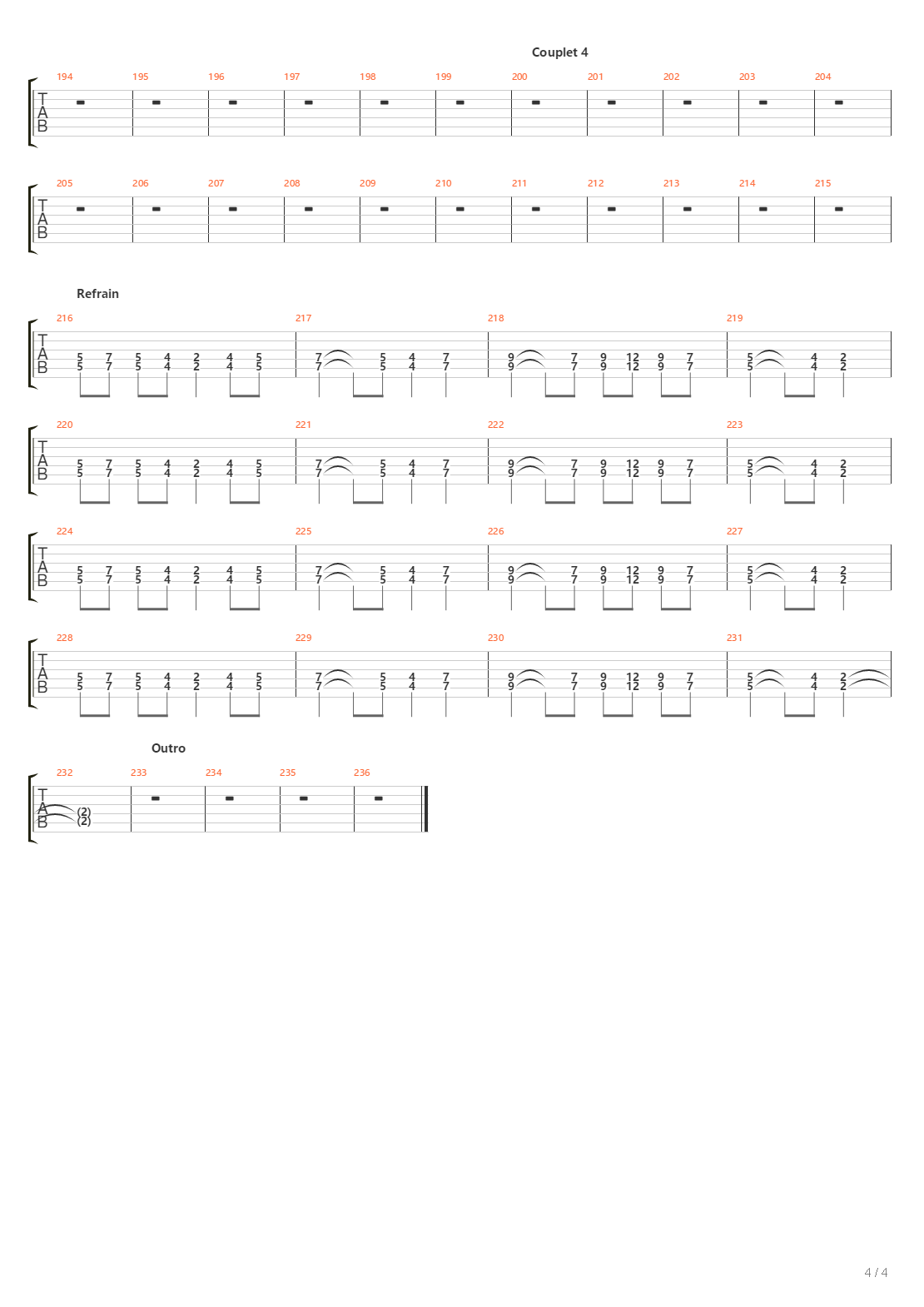 Jeux De Chair吉他谱