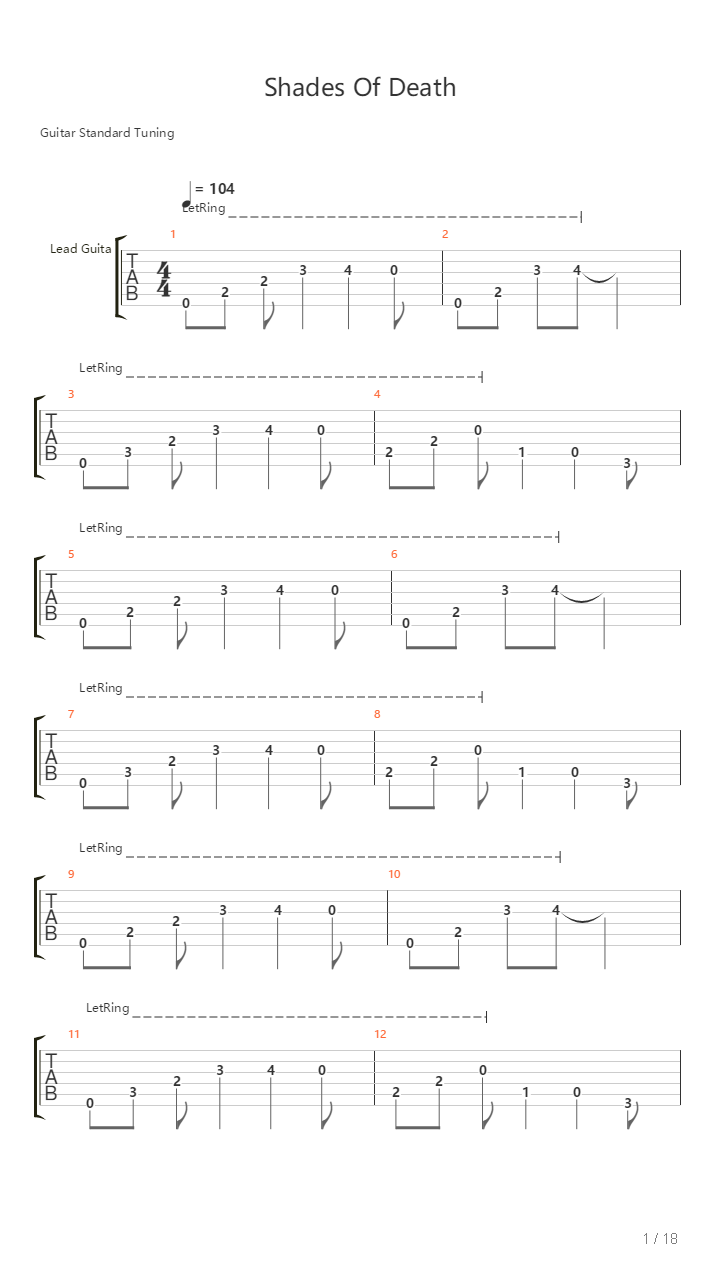 Shades Of Death吉他谱
