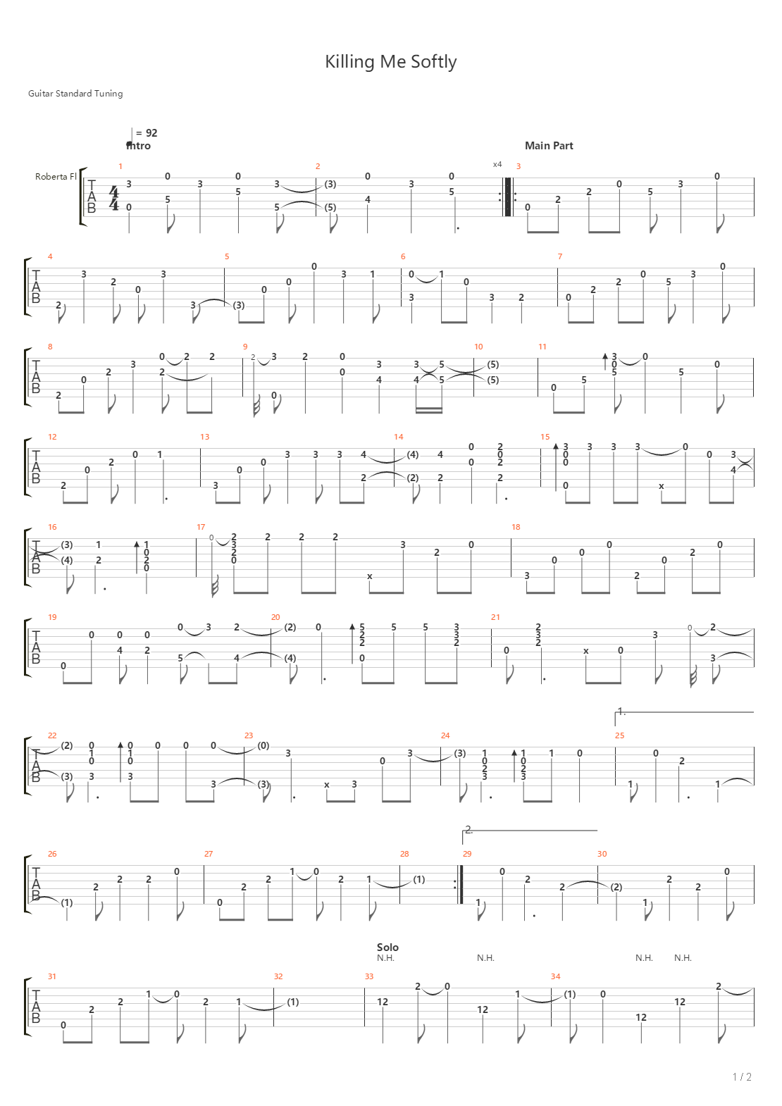 Killing Me Softly吉他谱