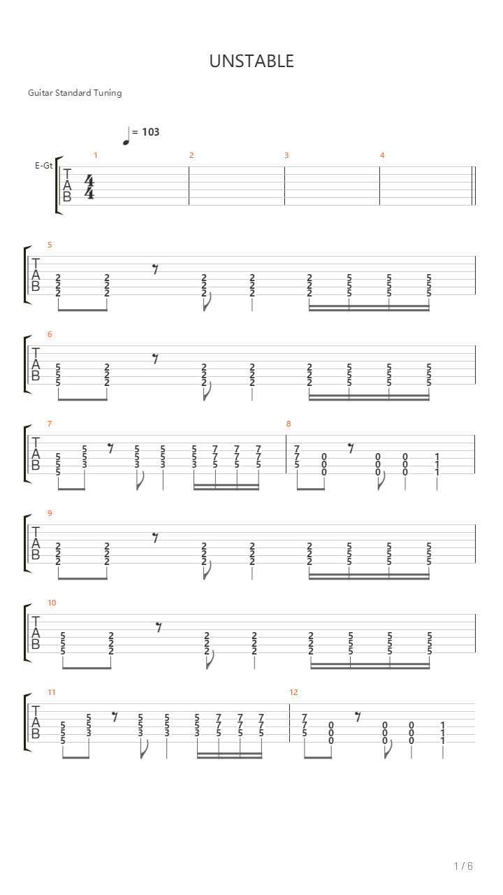 Unstable吉他谱