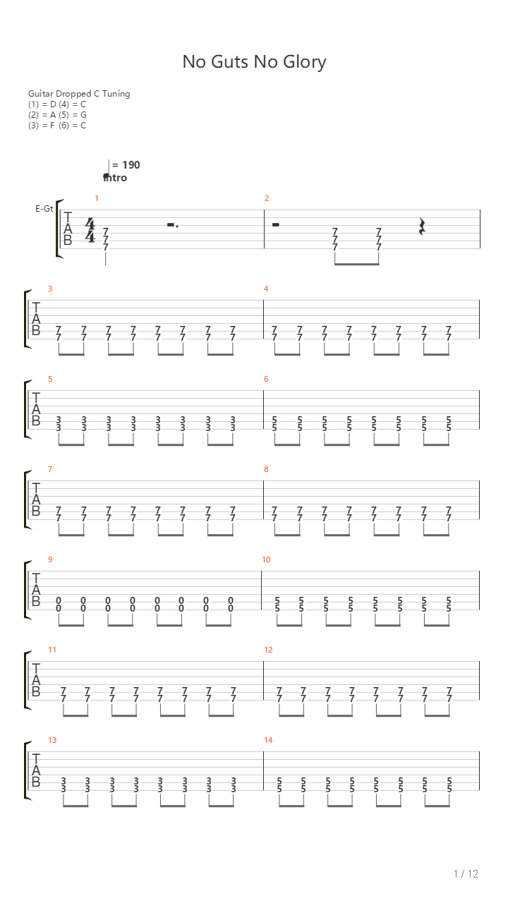 No Guts No Glory吉他谱