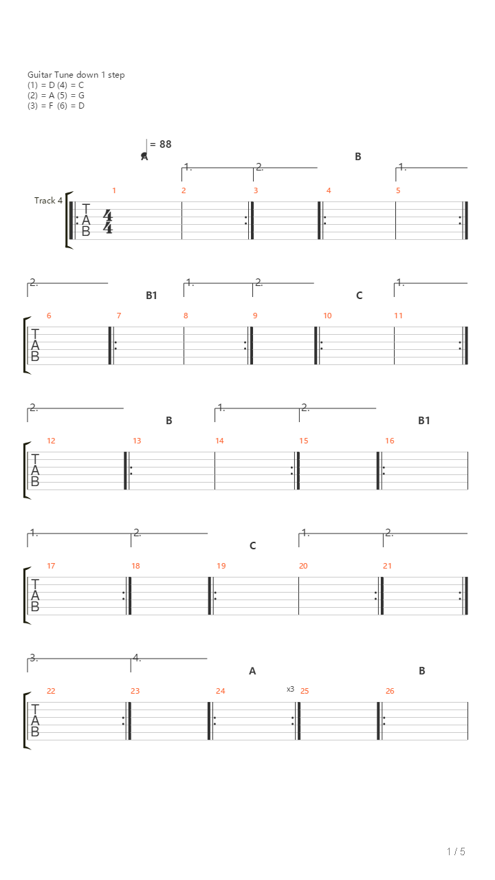 Across The Grey Waters吉他谱