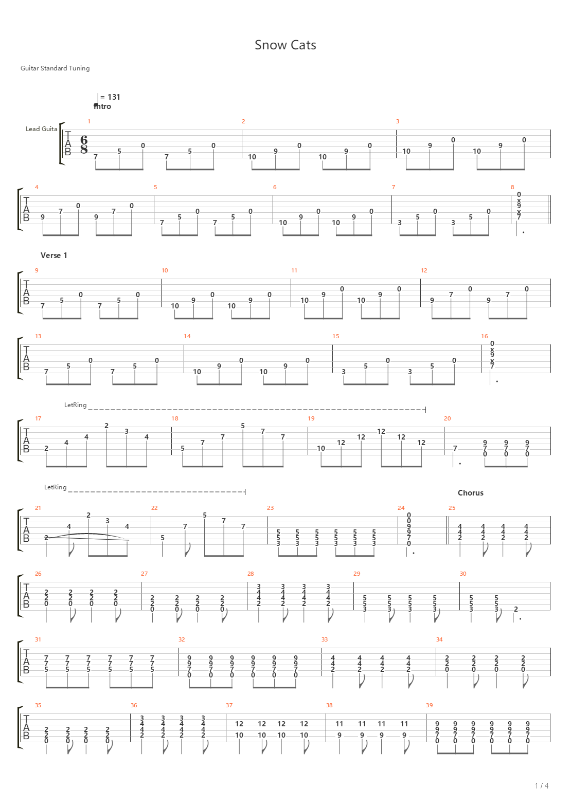 Snow Cats吉他谱