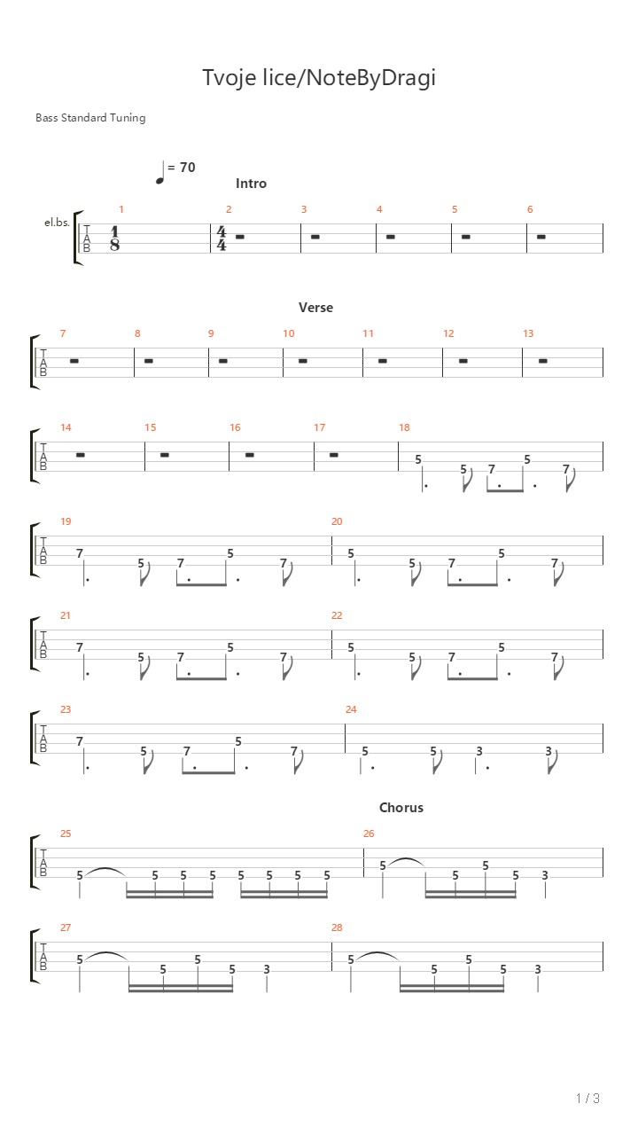 Tvoje Lice吉他谱