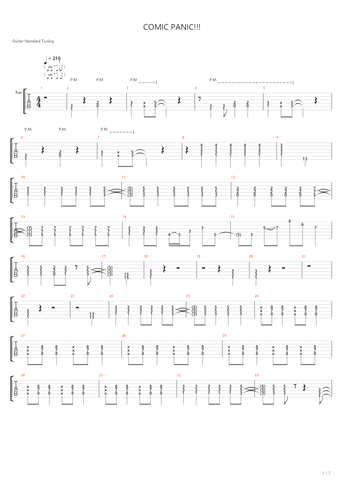 Comic Panic吉他谱