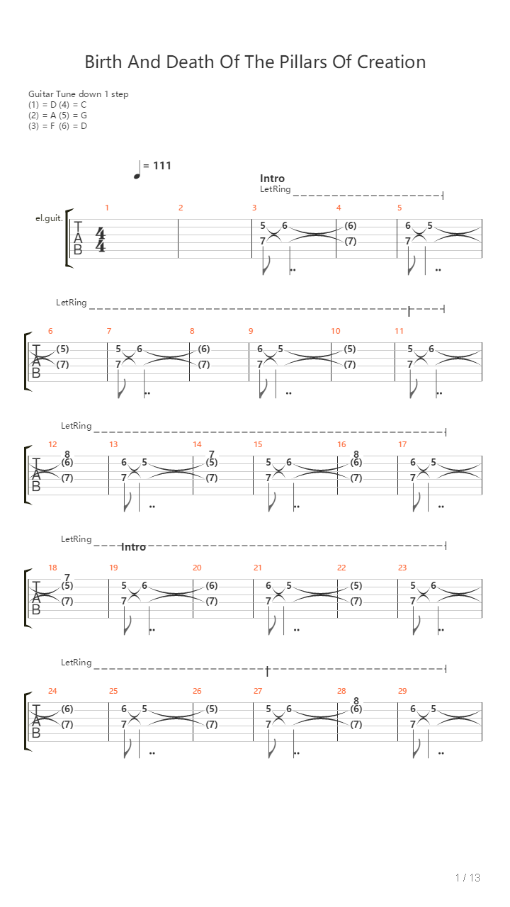 Birth And Death Of The Pillars Of Creation吉他谱