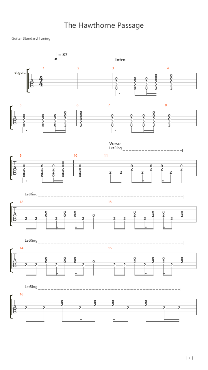 The Hawthorne Passage吉他谱