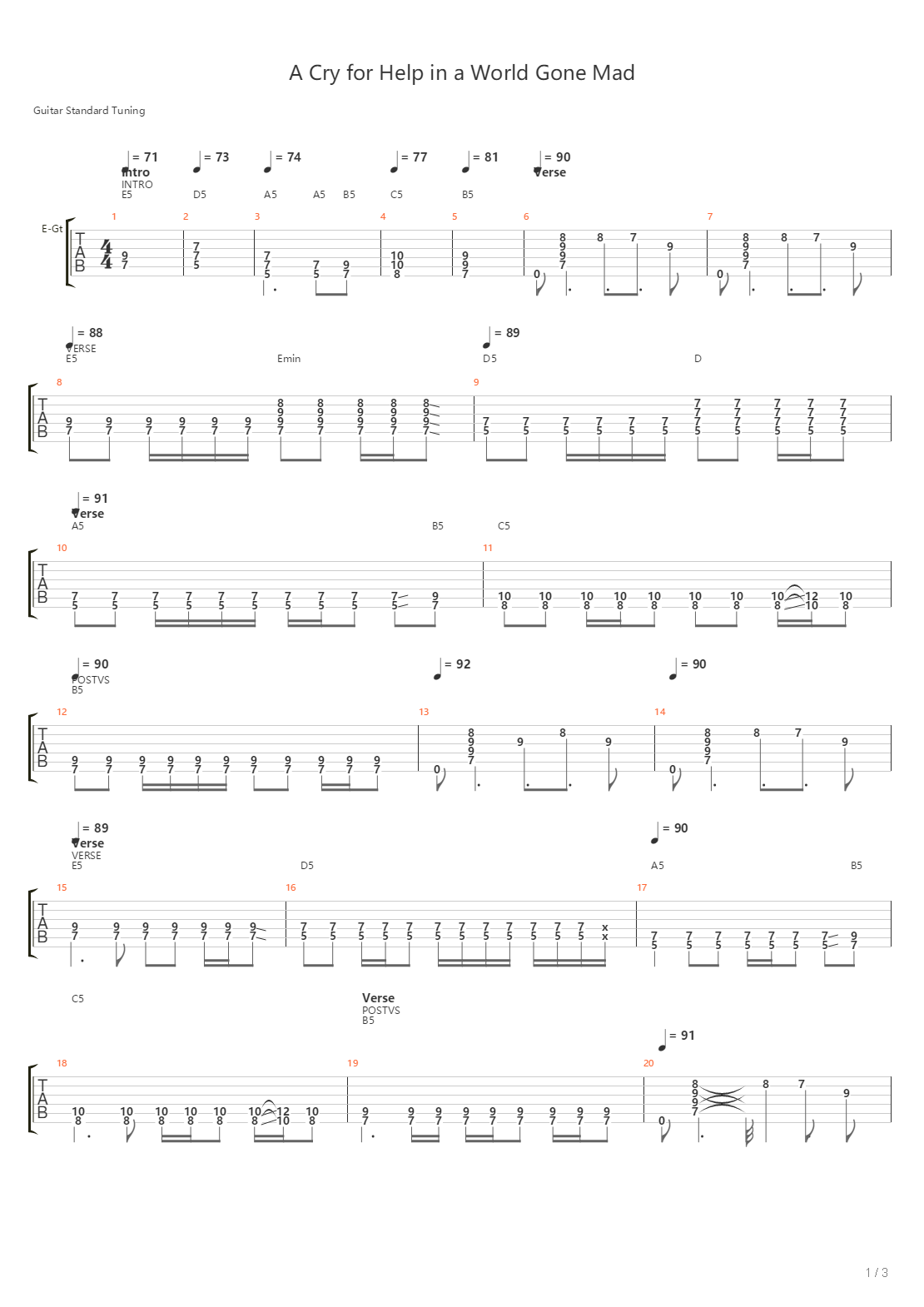 A Cry For Help In A World Gone Mad吉他谱
