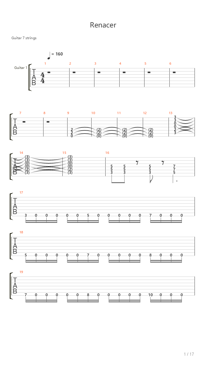 Renacer吉他谱