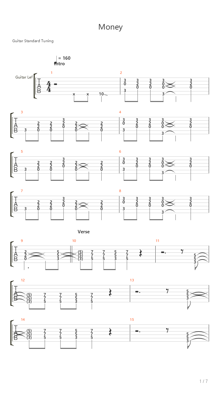 Money吉他谱