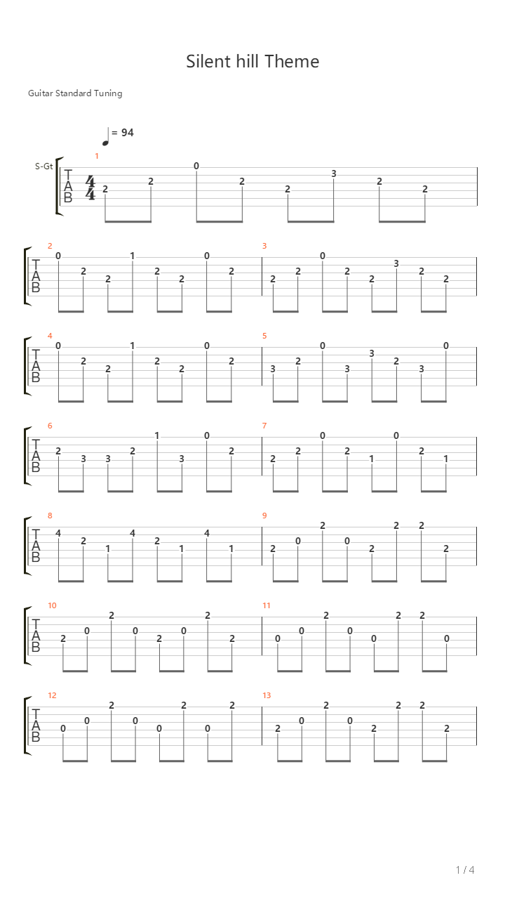 Silent Hill Theme吉他谱
