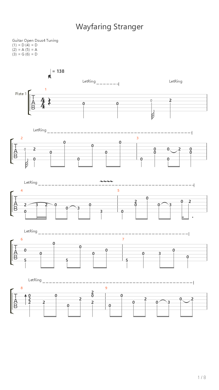 Wayfaring Stranger吉他谱