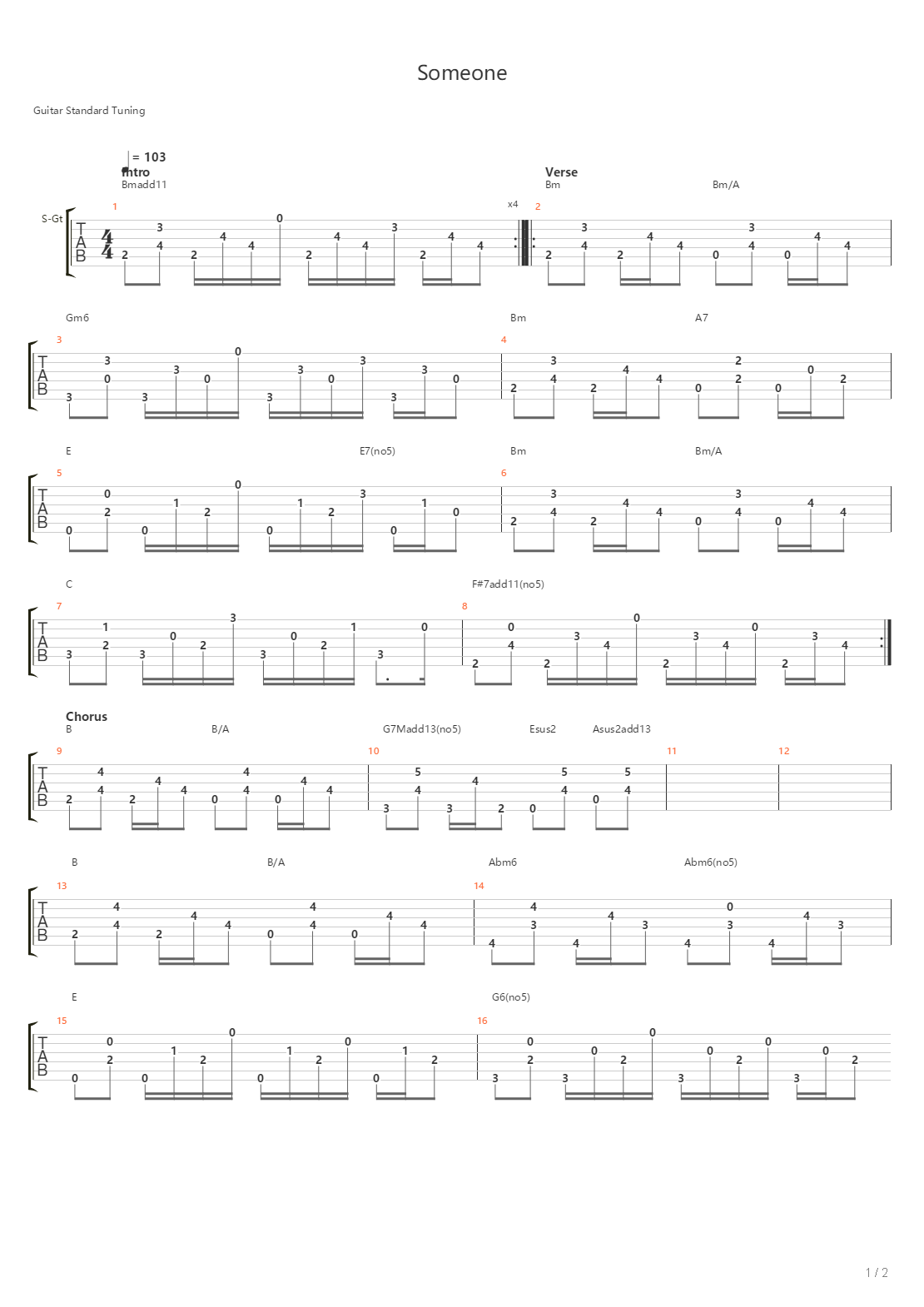 Someone吉他谱