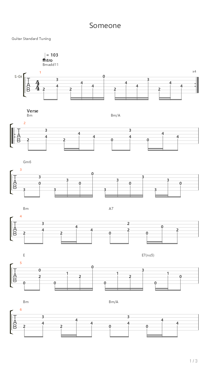Someone吉他谱