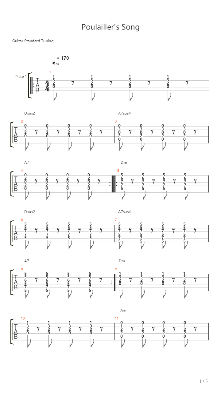 Poulaillers Song吉他谱