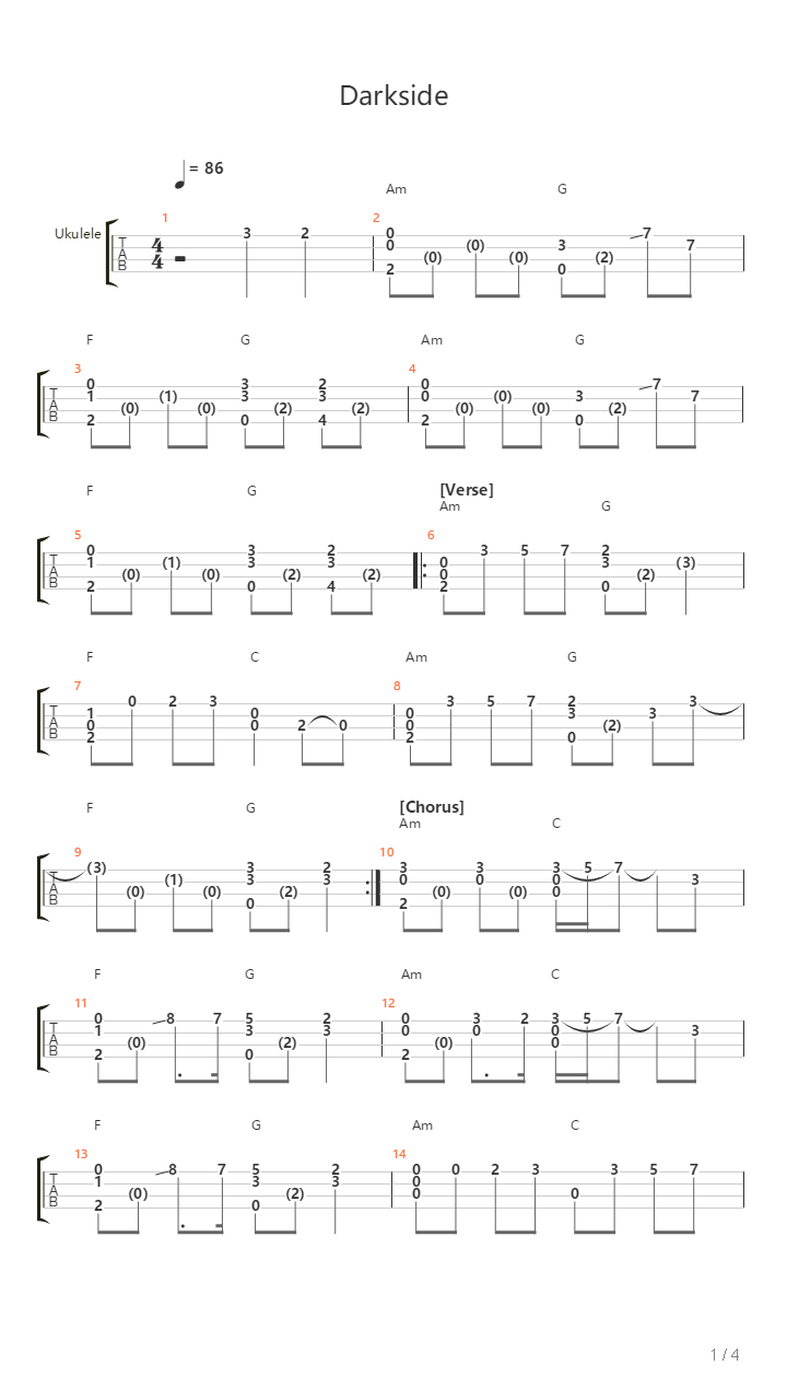Darkside吉他谱