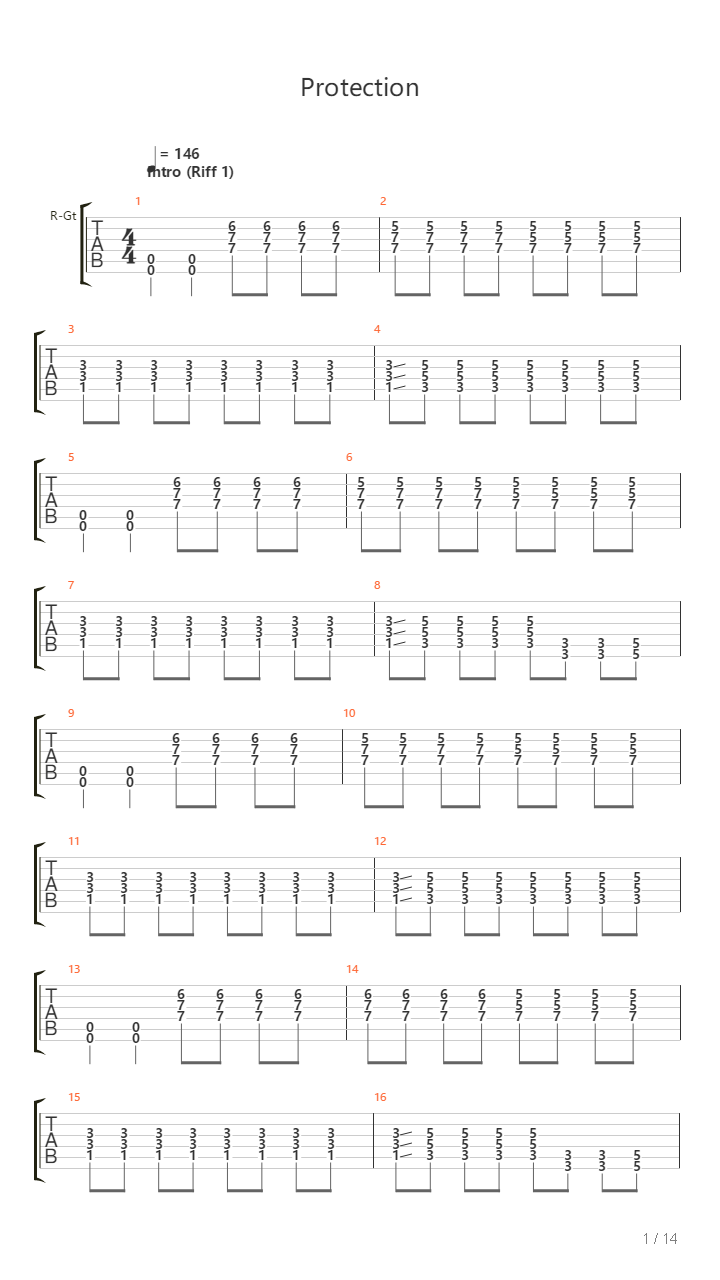 Protection吉他谱