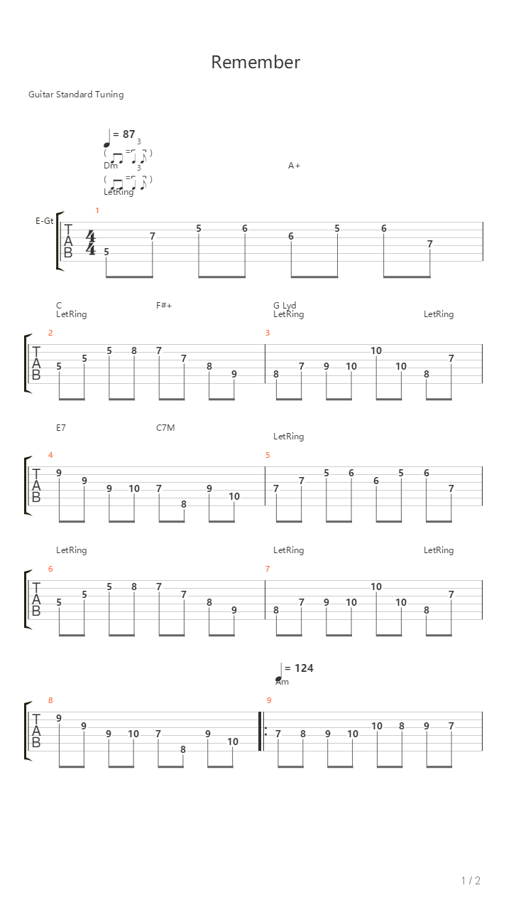 Remember For My Friend吉他谱
