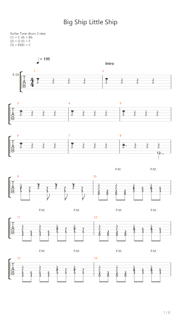 Big Ship Little Ship吉他谱