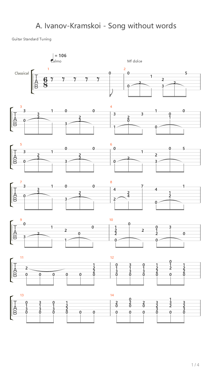 Song Without Words吉他谱