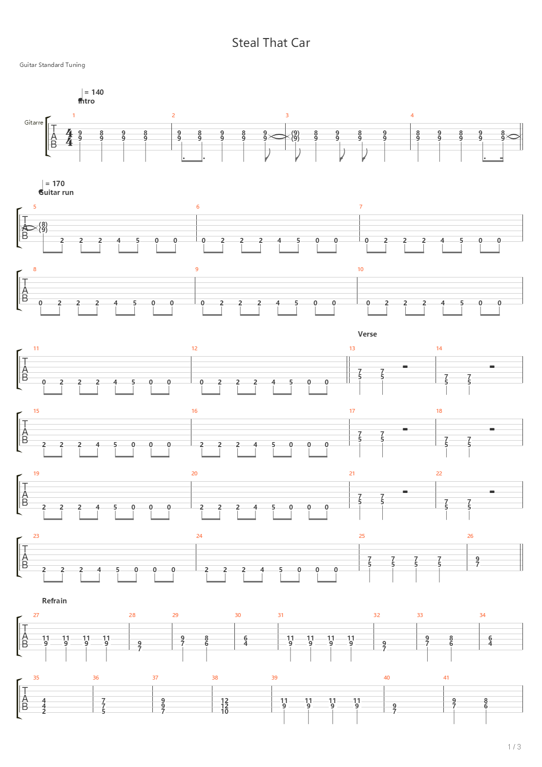Steal That Car吉他谱