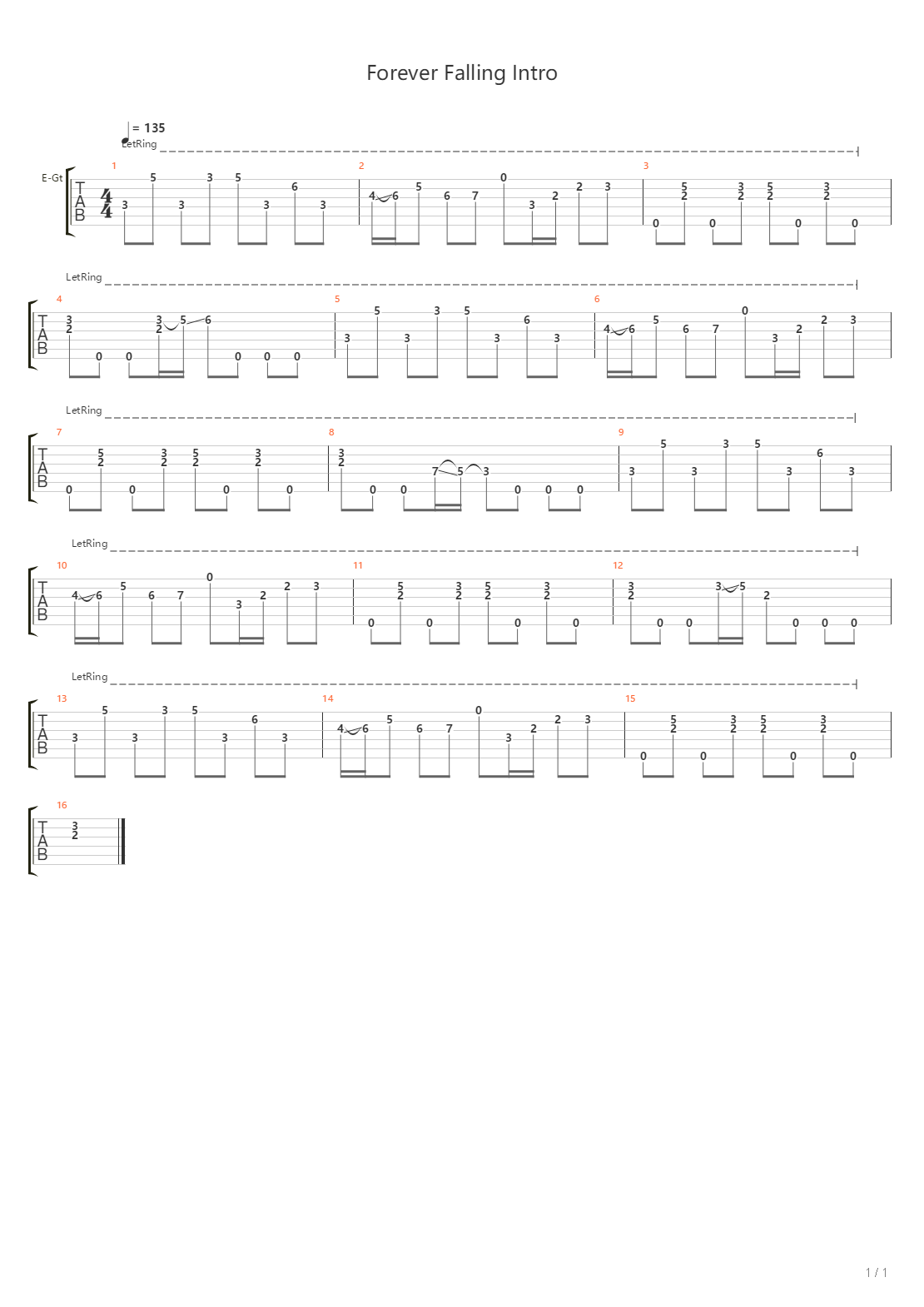 Forever Falling吉他谱