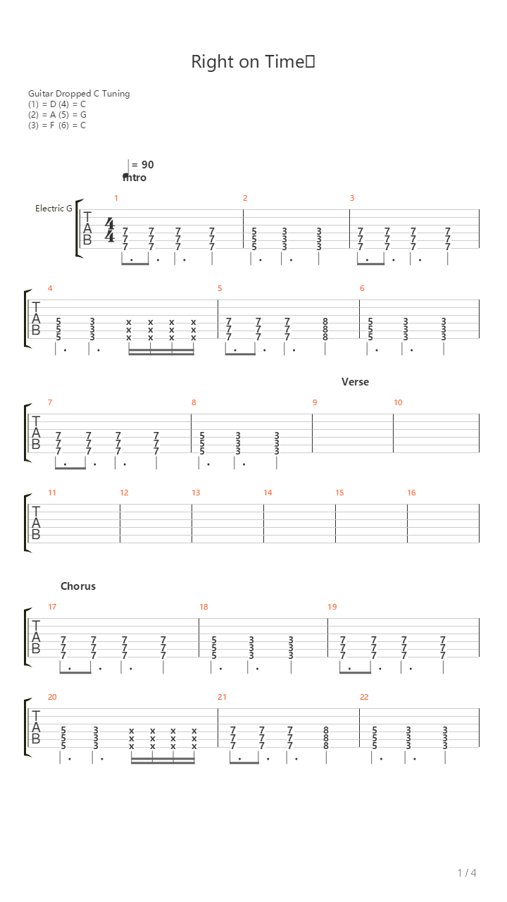 Right On Time吉他谱