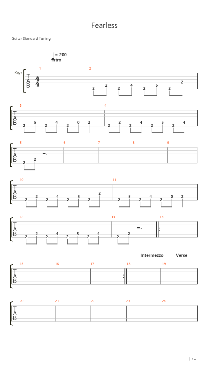 Fearless吉他谱