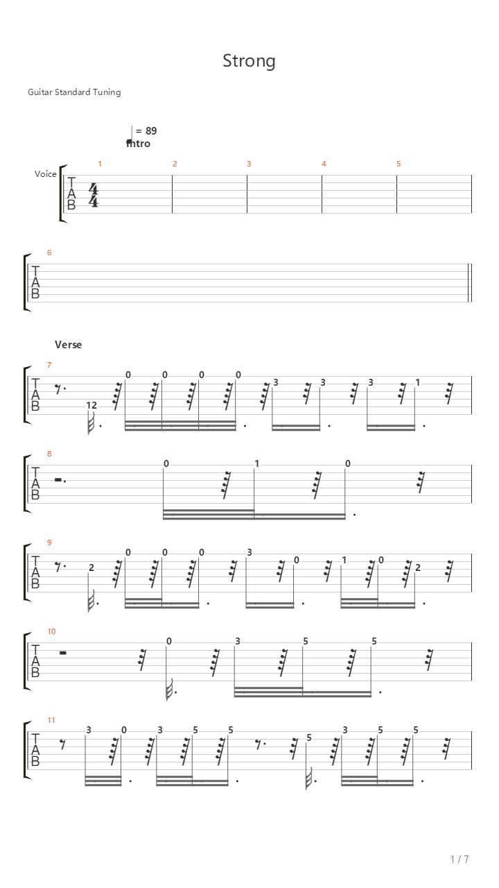 Strong吉他谱