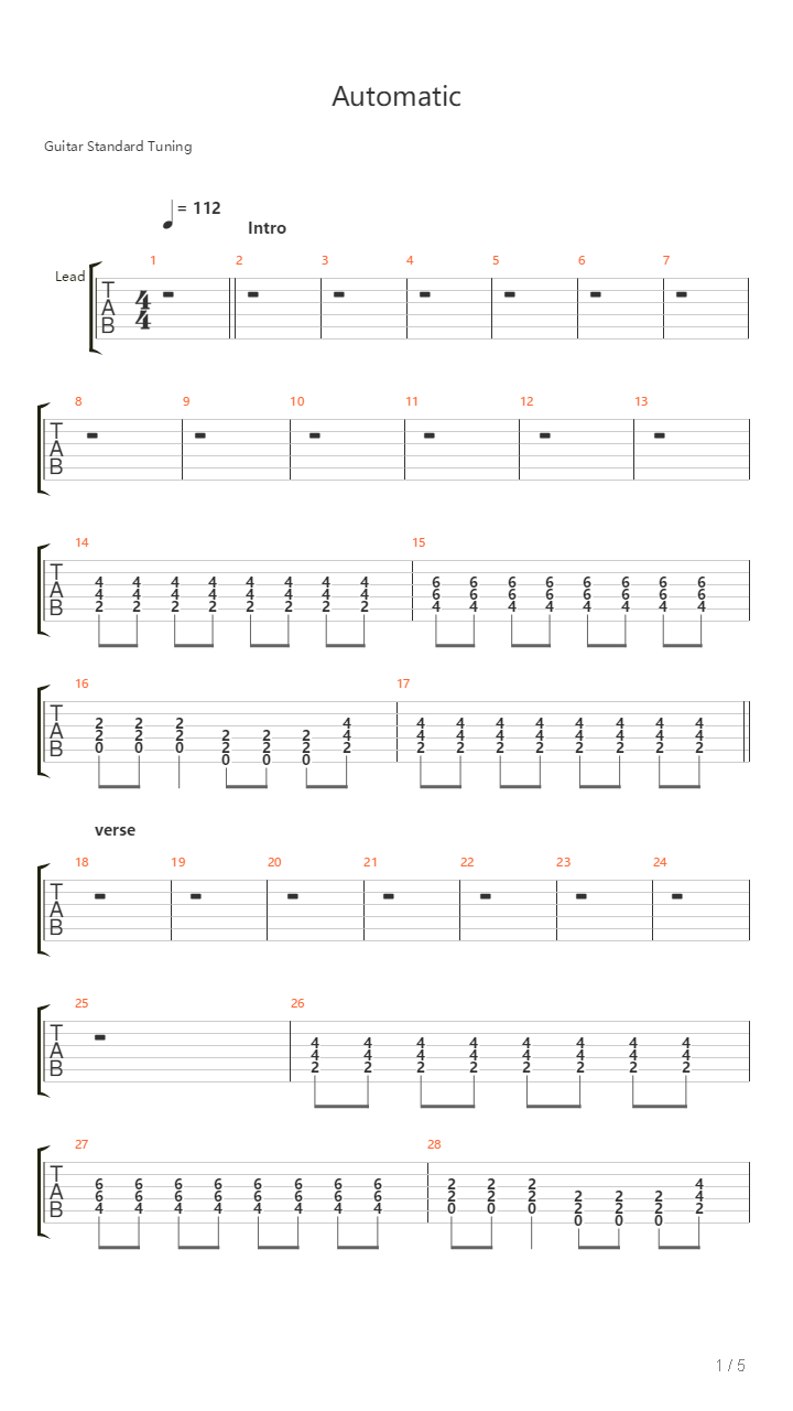 Automatic吉他谱