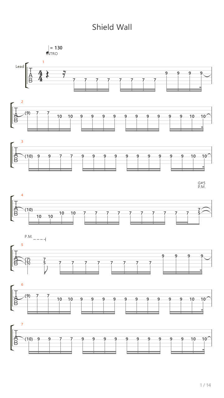 Shield Wall吉他谱