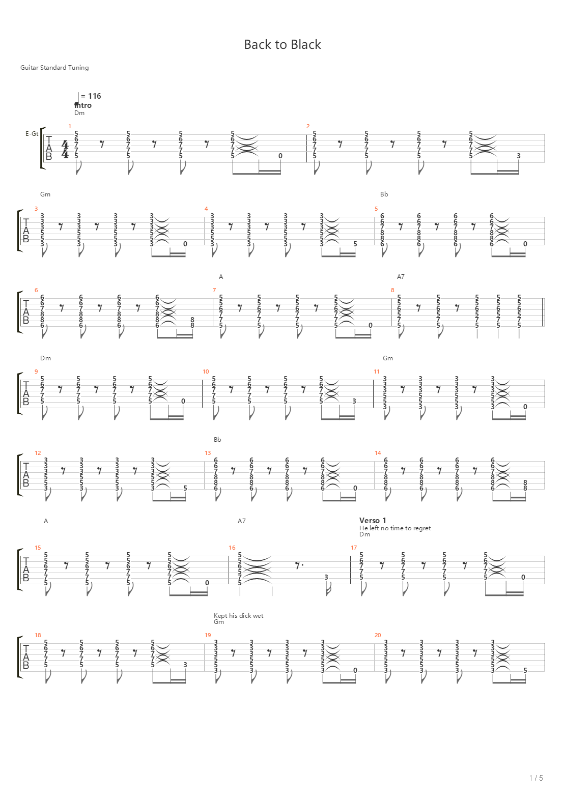 Back To Black吉他谱