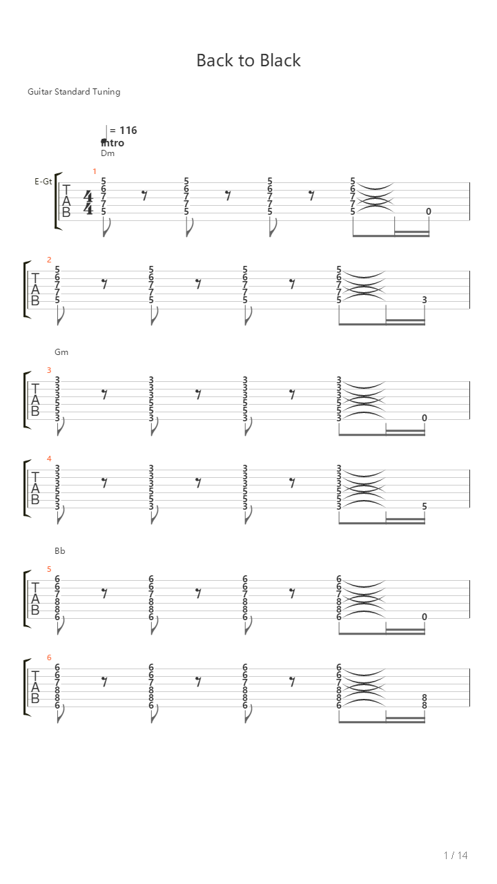 Back To Black吉他谱