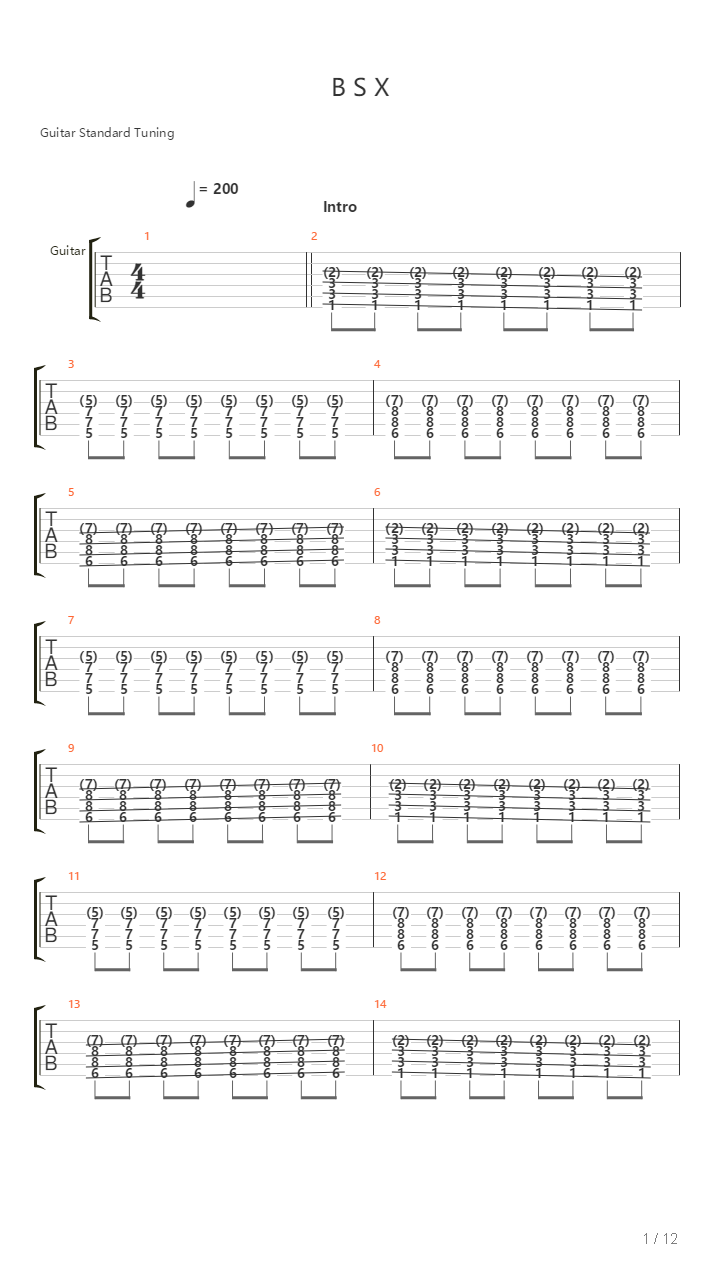 B S X吉他谱