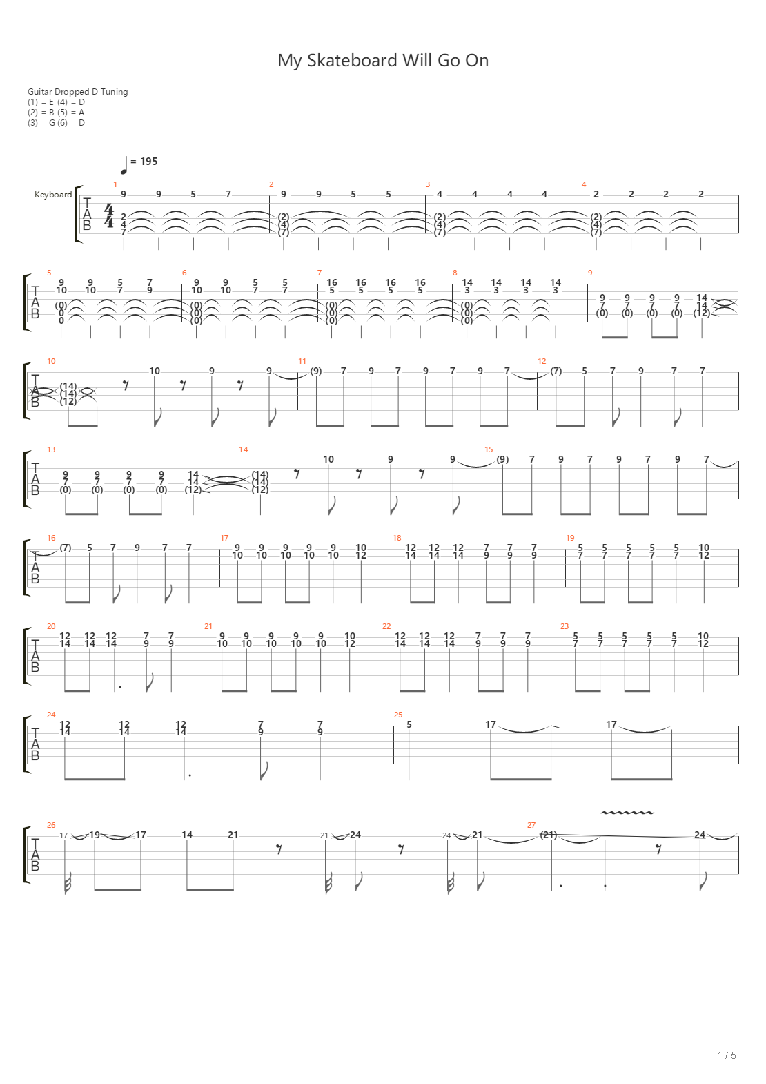 My Skateboard Will Go On吉他谱