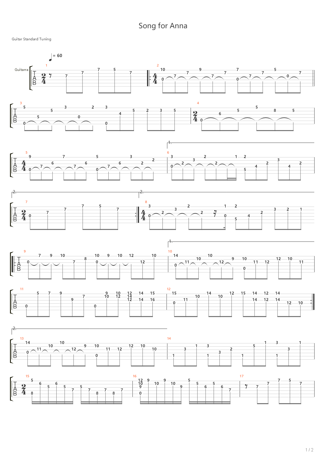 Song For Anna吉他谱