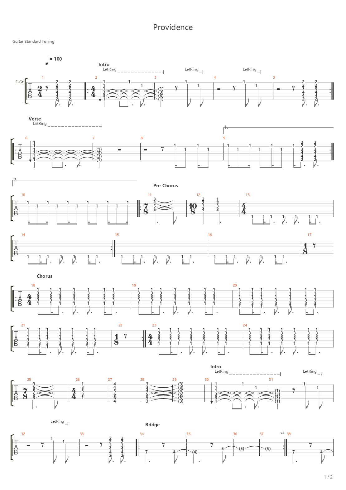 Providence吉他谱