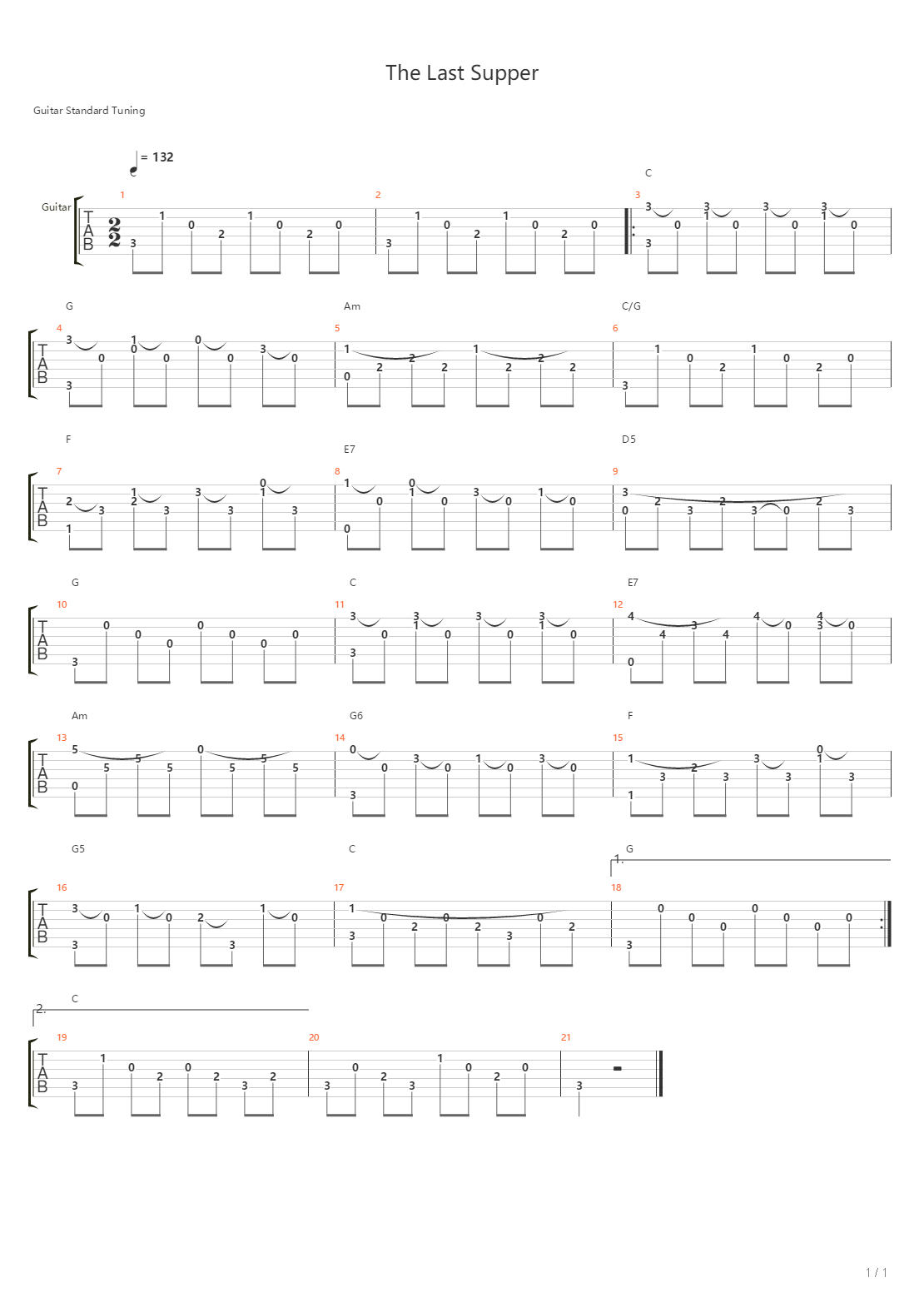 The Last Supper吉他谱