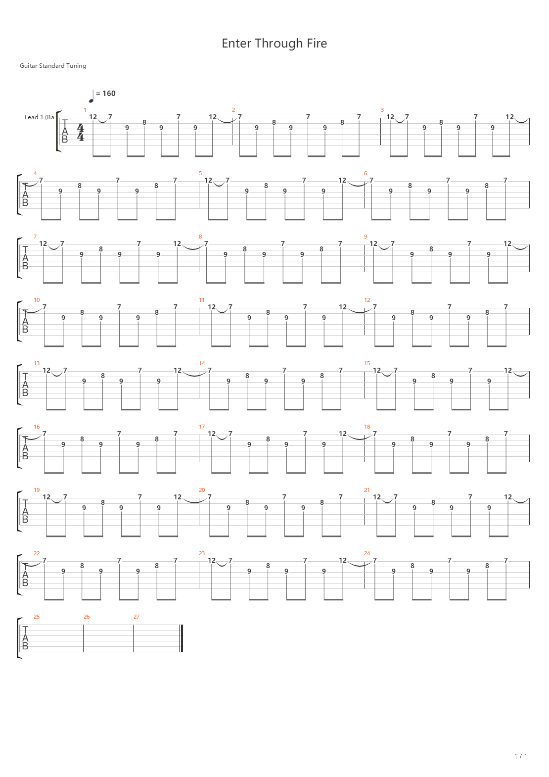 Enter Through Fire吉他谱