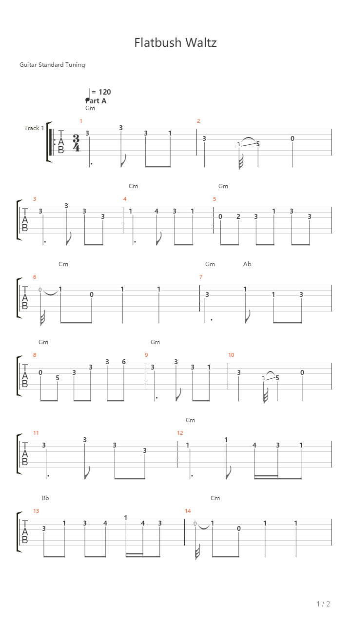 Flatbush Waltz吉他谱