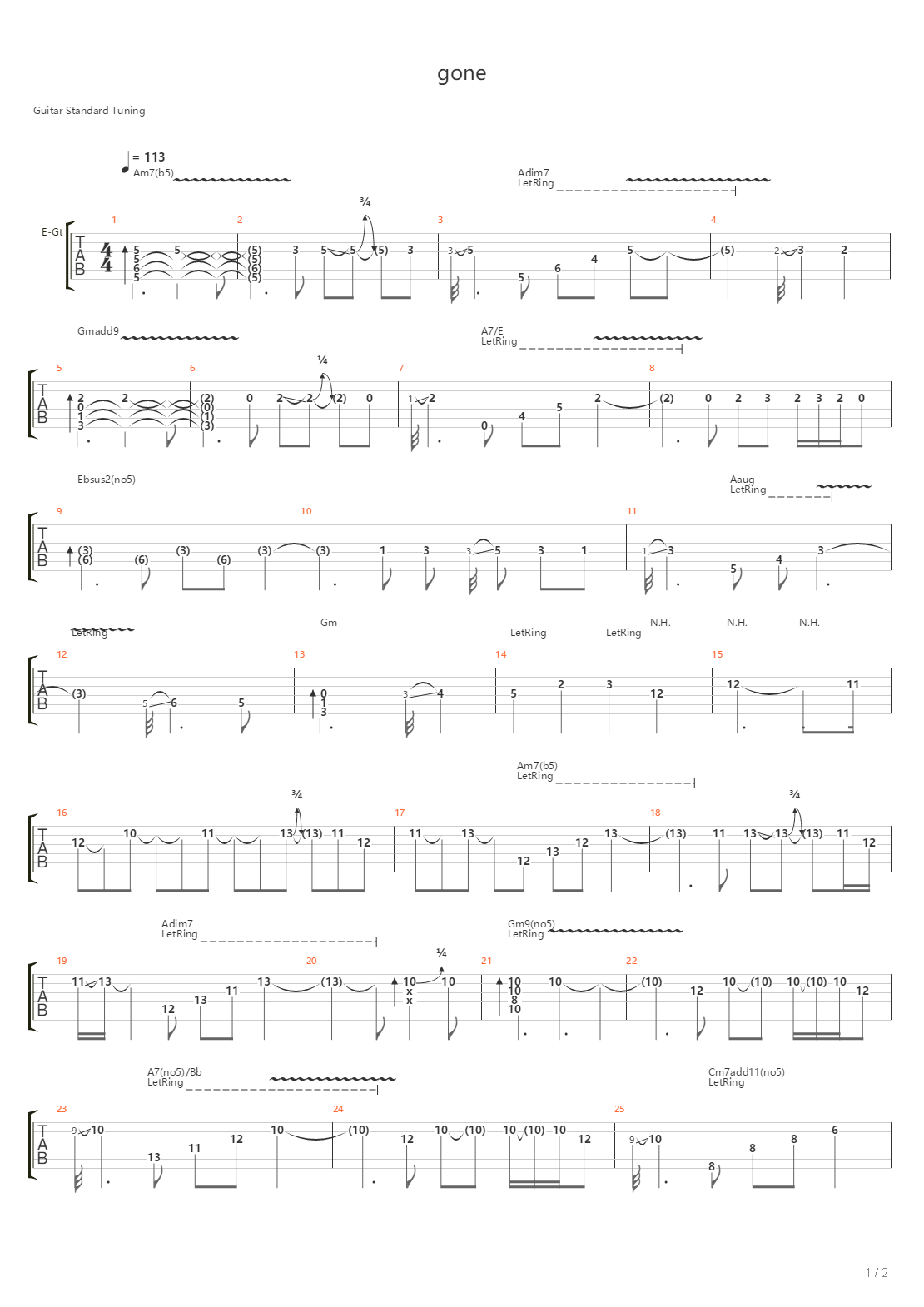 Gone吉他谱