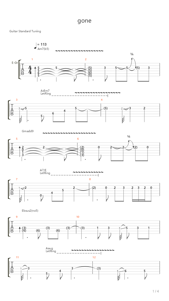 Gone吉他谱