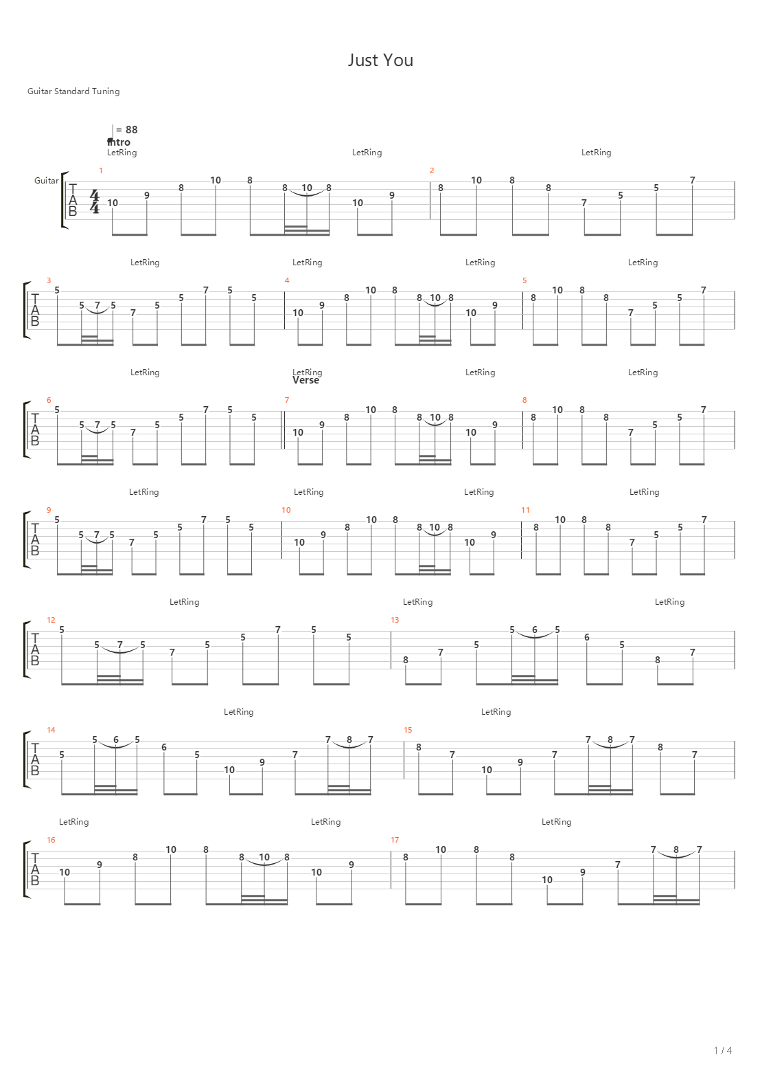 Just You吉他谱