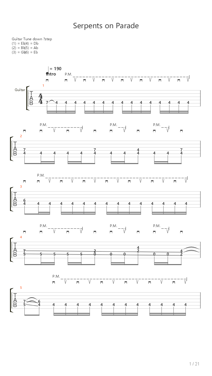 Serpents On Parade吉他谱