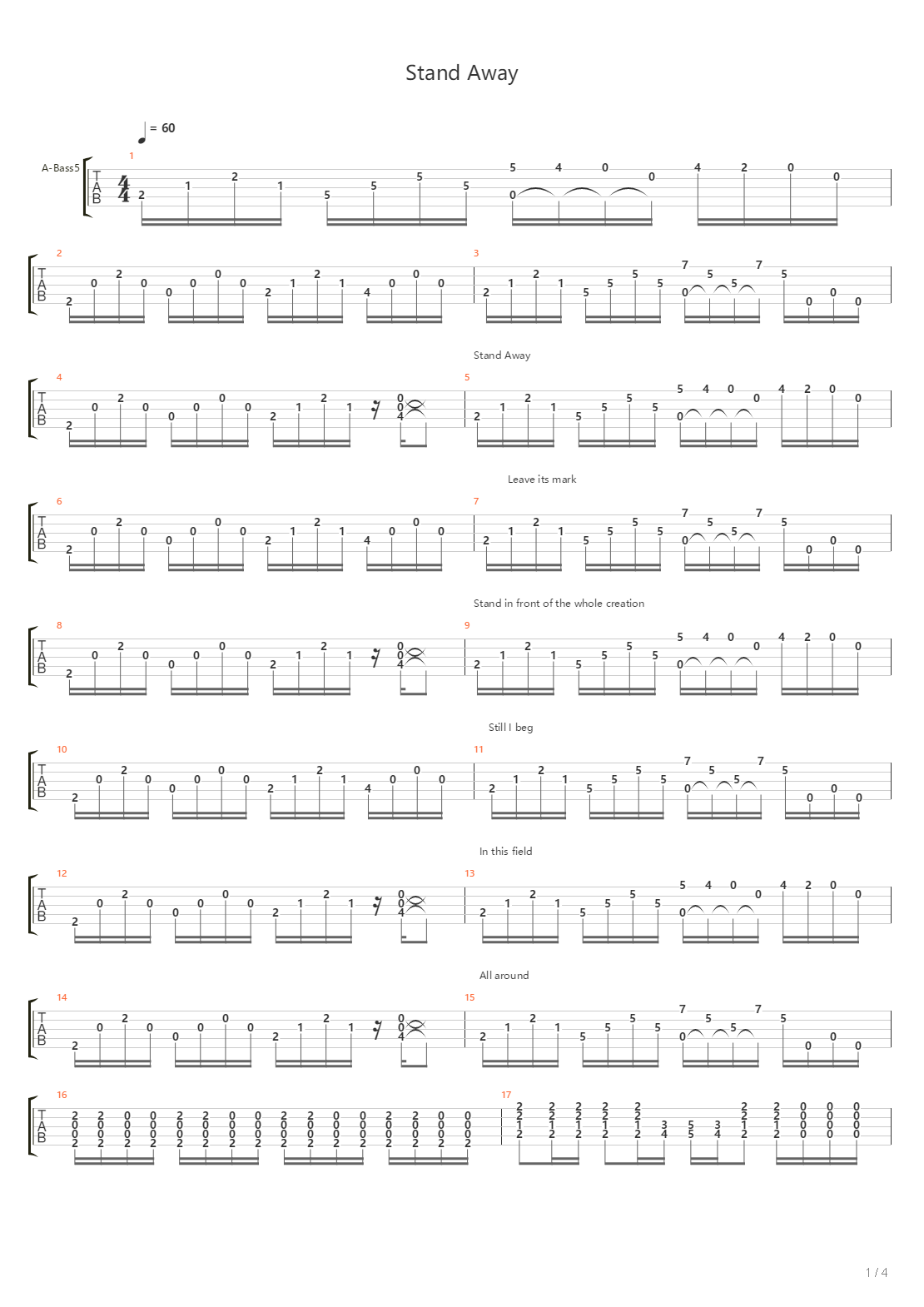 Stand Away吉他谱