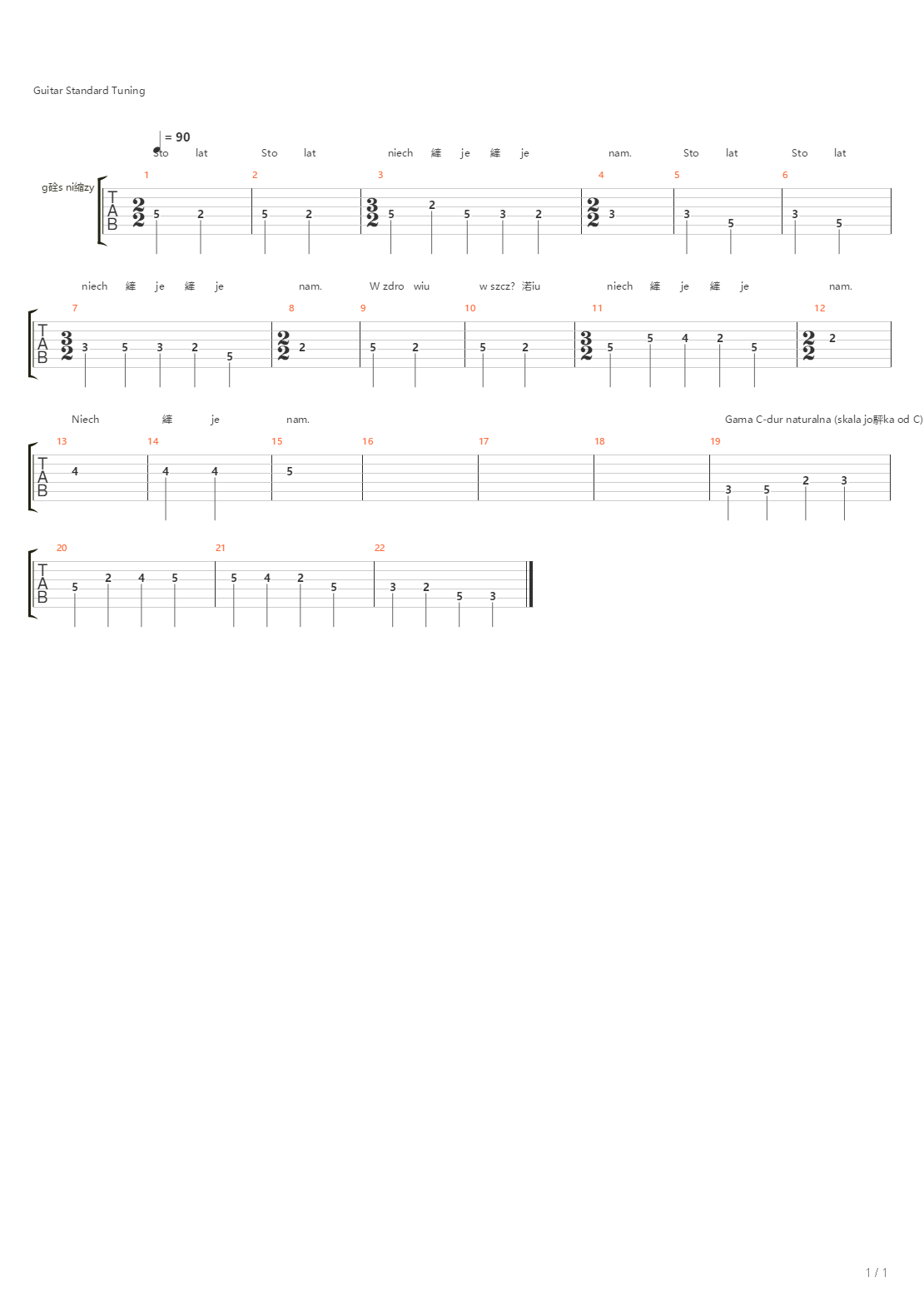 Sto Lat吉他谱