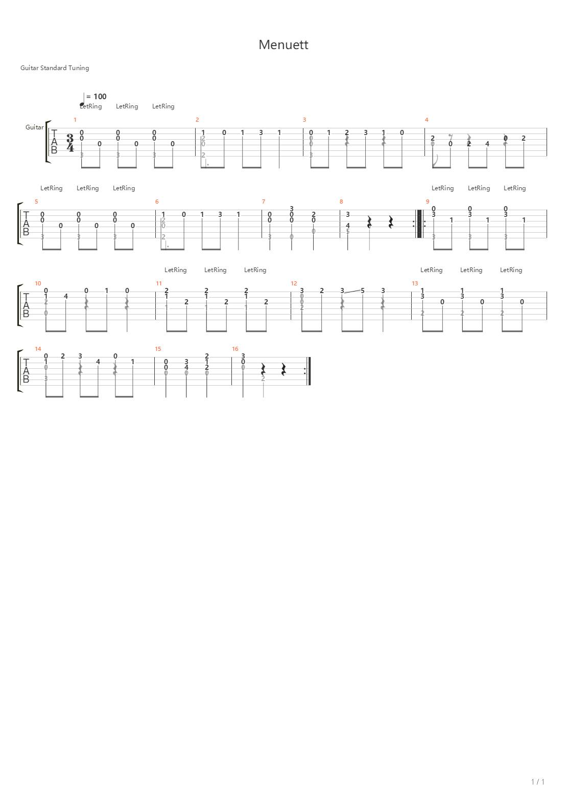 Opus 39 No 2 - Menuett吉他谱