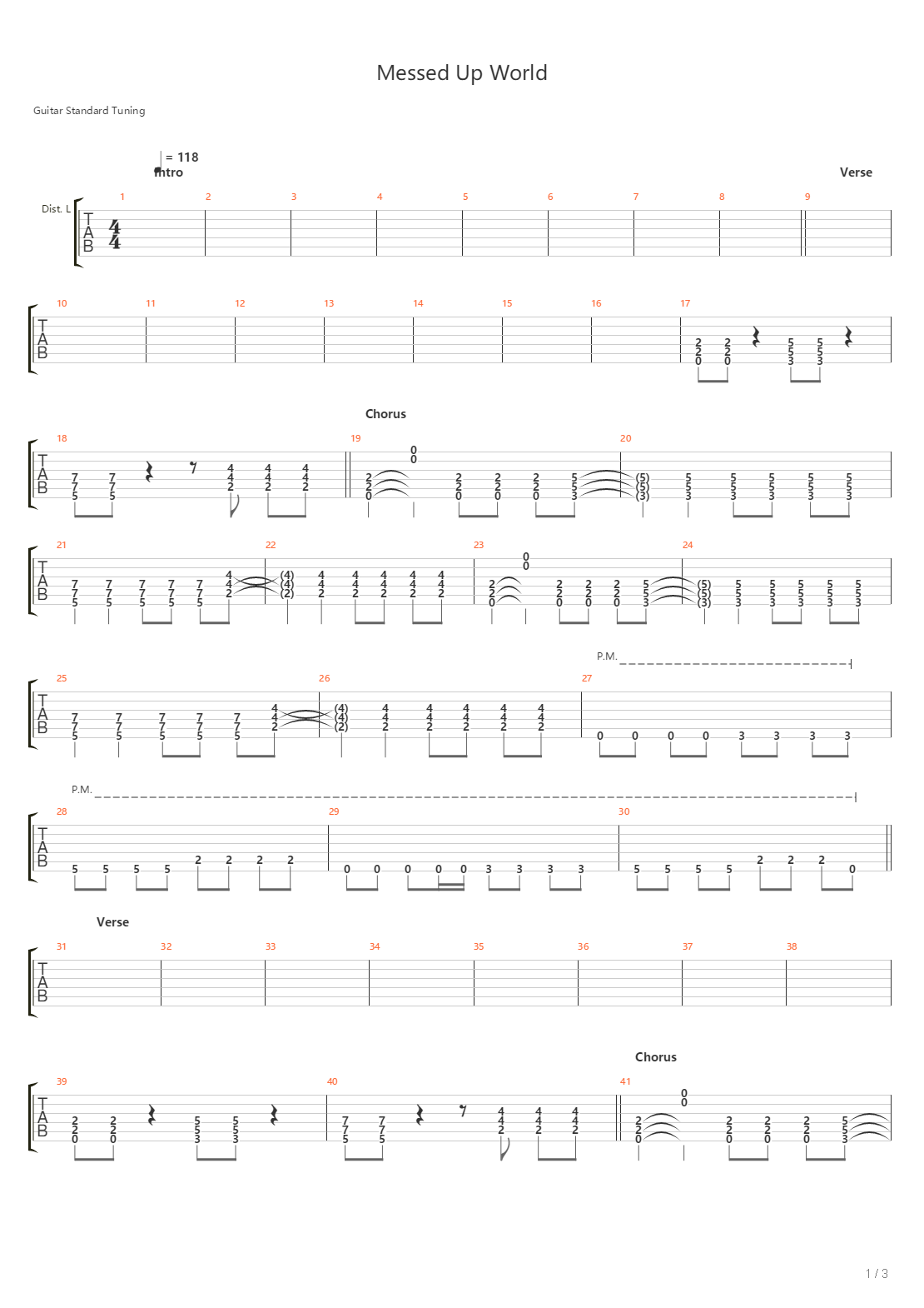 Messed Up World吉他谱